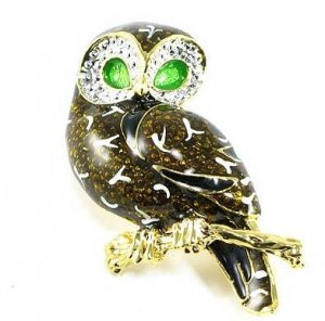 1.5" Adorable Crystal Owl Enamel Brooch Pin Broach BP80
