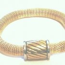 Trendy Magnetic Fastening Barrel 14K Gold EP Mesh Bracelet BR34