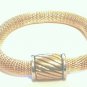 Trendy Magnetic Fastening Barrel 14K Gold EP Mesh Bracelet BR34