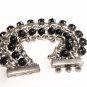 Wide 4 Row Chains Black Beads Magnetic Bracelet BR68
