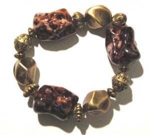 Chunky Trendy Brownish Red Beads Stretch Bracelet BR13