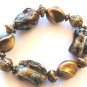 Chunky Trendy Gold Black Bead Stretch Bracelet BR14