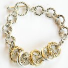 Twisted Chain Links Toggle Bracelet 5 Assorted Rings BR46