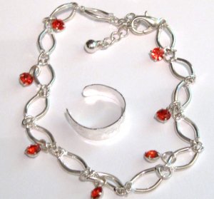Delicate Crystal Ankle Chain Toe Ring Set (Color Choice) BR47