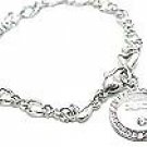 Peace Crystal Disk Rhodium Finish Chain Link Toggle Bracelet BR52