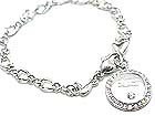 Peace Crystal Disk Rhodium Finish Chain Link Toggle Bracelet BR52
