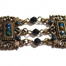 Victorian Style Antique Gold Crystal Beads Chain Link Bracelet BR63 Victorian Style Antique Gold Crystal Beads Chain Link Bracelet BR63