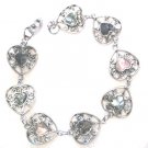 Filigree Hearts w Colorful Abalone Heart Shape Shell Bracelet BR65