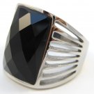 Black Onyx Chunky Stainless Steel Statement Ring SSR5183 Sz 8.5 or 9