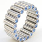 Unique Blue CZ Tube Link Stainless Steel Ring SSR4916