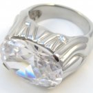 Sparkling Multi Faceted CZ High Polish Stainless Steel Ring SSR4611