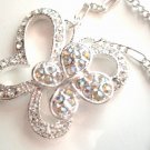 Exquisite AB/Clear CZ Butterfly Rhodium Pendant Necklace NP19 Exquisite AB/Clear CZ Butterfly Rhodium Pendant Necklace NP19
