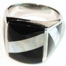 Black Onyx Abalone Stainless Steel Ring SSR5226 Sz 10.5 Black Onyx Abalone Stainless Steel Ring SSR5226 Sz 10.5