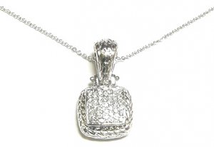 Twisted Rope Square Crystal Silver Pendant NP34