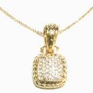 Gold Twisted Rope Square Crystal Pendant NP35 Gold Twisted Rope Square Crystal Pendant NP35