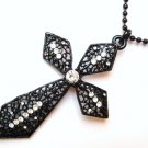 3.75" Black Cross Hip Hop Bling CZ Pendant NP64
