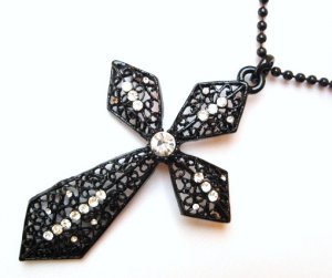 3.75" Black Cross Hip Hop Bling CZ Pendant NP64
