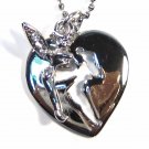 Adorable CZ Fairy Cut Out Heart Pendant Necklace NP66