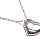 14K White Gold EP Hollow Heart  Ball Chain  Necklace Pendant NP73