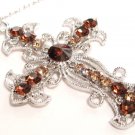 Sparkling Topaz Austrian Crystal Filigree Cross Necklace Pendant NP81