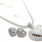 Crystal Heart 14K White Gold EP Mesh Necklace and Earrings Set NP92