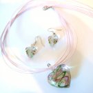 3D Green/Pink Murano Glass Heart Necklace & Earrings SET NP103 3D Green/Pink Murano Glass Heart Necklace & Earrings SET NP103