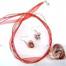 3D Red Murano Glass Heart Necklace & Earrings SET NP104
