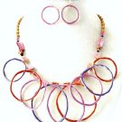 Colorful Metal Circle Link Glass Beads Necklace and Earrings Set NP111 Colorful Metal Circle Link Glass Beads Necklace and Earrings Set NP111