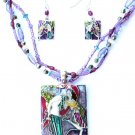 Colorful Romantic Scene Love Pendant Necklace and Earrings Set NP137