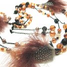 Fur and Beads Necklace and Earrings Set NP114