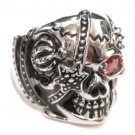 Heavy Stainless Steel Red CZ Skull Biker Ring SSR4416 Heavy Stainless Steel Red CZ Skull Biker Ring SSR4416