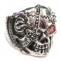 Heavy Stainless Steel Red CZ Skull Biker Ring SSR4416