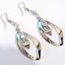 Sparkling Clear CZ Wavy Oval Shape Dangle Earrings EA04 Sparkling Clear CZ Wavy Oval Shape Dangle Earrings EA04
