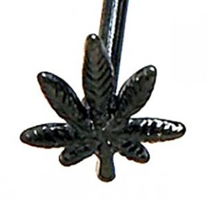 Black Titanium Anodized 3D Pot Leaf Tongue Ring Barbell BJ74