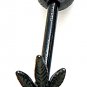 Black Titanium Anodized 3D Pot Leaf Tongue Ring Barbell BJ74