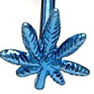 BLUE Titanium Anodized 3D Pot Leaf Tongue Ring Potleaf Barbell, 14g, BJ74