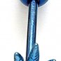 BLUE Titanium Anodized 3D Pot Leaf Tongue Ring Potleaf Barbell, 14g, BJ74