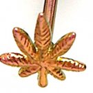 COPPER / PINK Titanium Anodized 3D Pot Leaf Tongue Ring Potleaf Barbell, 14g, BJ74