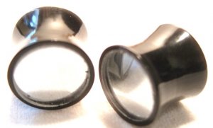 Pair of REAL MIRROR High Gloss Black Acrylic Ear Plugs Tunnels BJ24