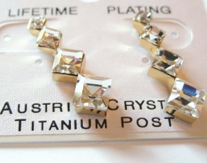 Graduating Austrian Crystals 14K Gold Electroplate Dangle Earrings EA65