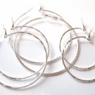 3 Pairs Assorted Trendy Silver Hoop Earrings EA82