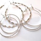 3 Pairs Assorted Twisted Rope Silver Hoop Earrings EA85 3 Pairs Assorted Twisted Rope Silver Hoop Earrings EA85