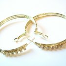 Large Sparkling Clear CZ 14K Gold EP Hoop Earrings EA91