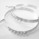 Large Sparkling Clear CZ Sivler Hoop Earrings EA92