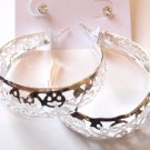 2 Prs CZ Stud and Filigree Hoop Silver Earrings Set EA95