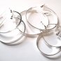 3 Pairs Assorted Trendy Silver Hoop Earrings EA96