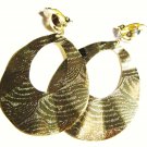 3 inch Wavy Textured 14K Gold EP Clip on Earrings EA100
