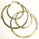 Sparkling CZ Double Hoop 14K Gold EP Earrings EA102