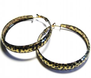 Black Gold Leopard Print Hoop Earrings EA105