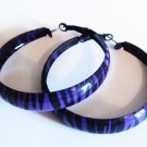 Black Purple Zebra Print Hoop Earrings EA107
